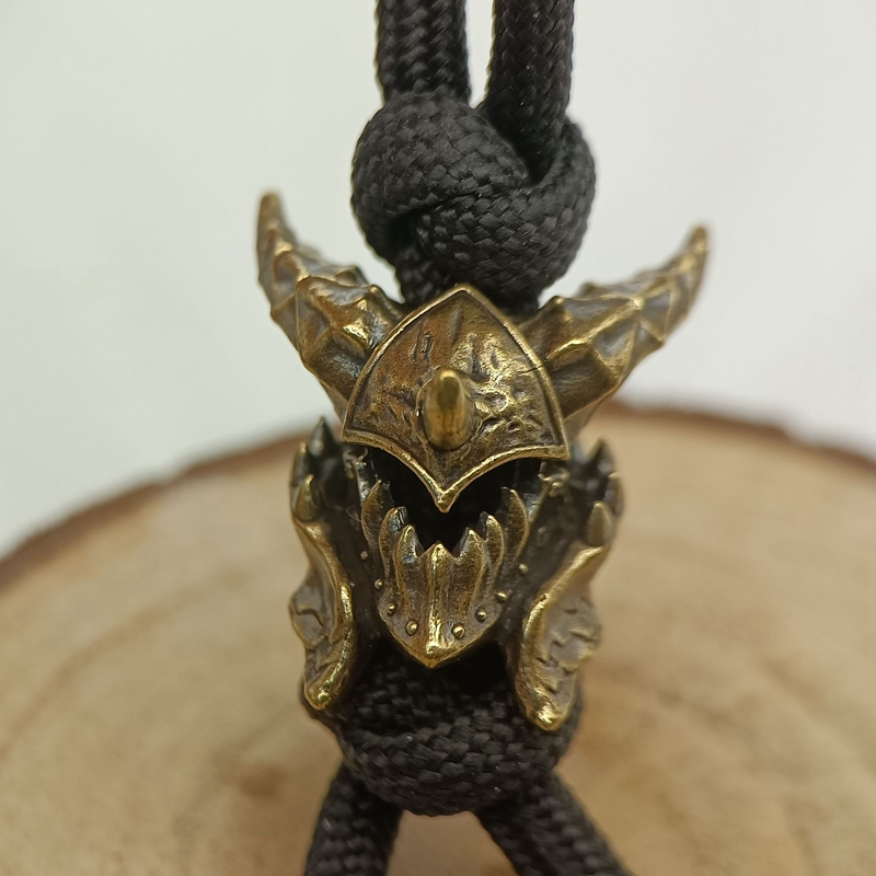 Paracord Survival Bracelet - Death Helmet Brass Knife Beads EDC