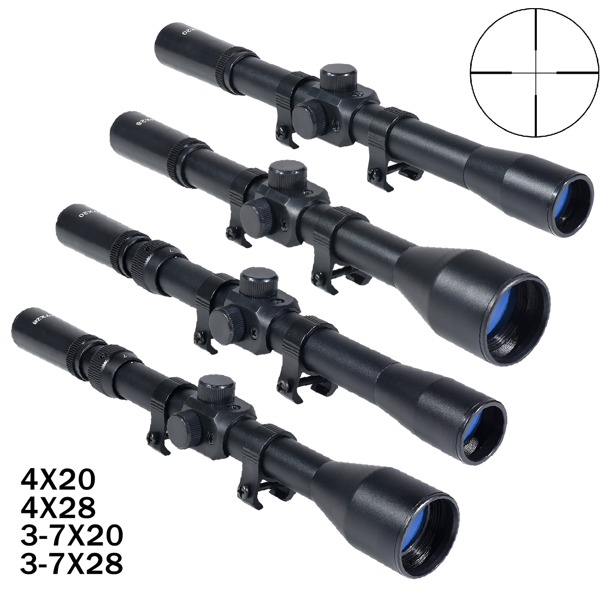 Outdoor Hunting Range - 4x20/4x28/3-7x20/3-7x28 Optics Sight Crosshair Hunting Scope