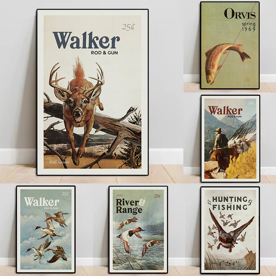 Hunting Outdoor Decor - Retro Wildlife Outdoor Hunting Fishing Wild