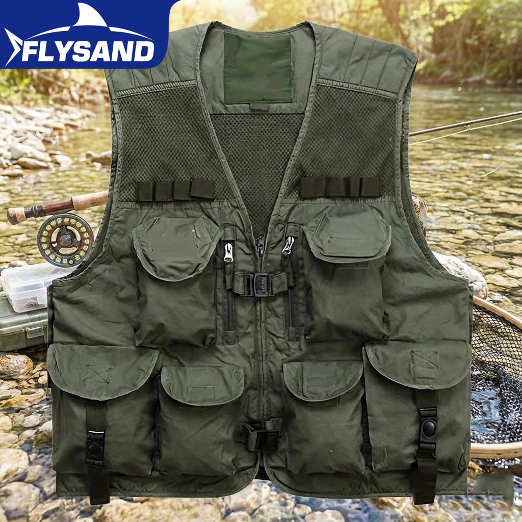Hunting Outdoor Apparel - Men Fishing Vest 10 Pockets Breathable