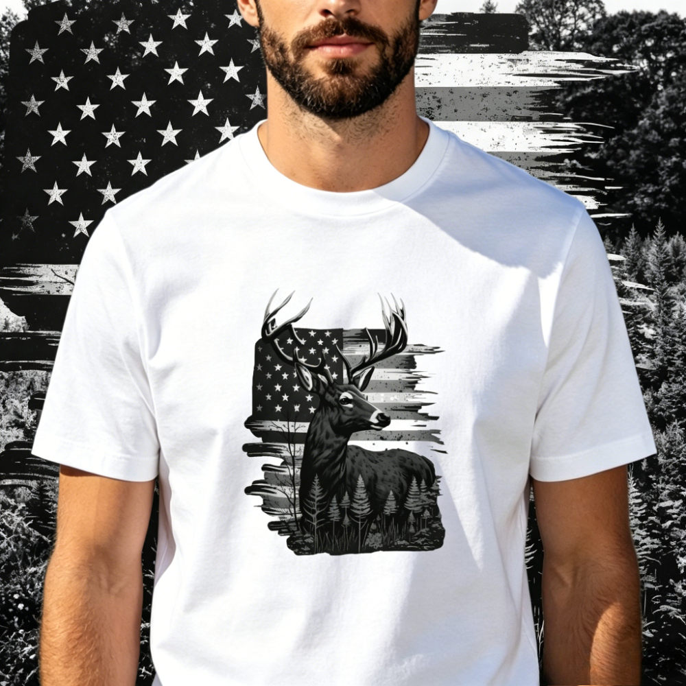 Patriotic USA Flag Buck Deer F – Hunting Outdoor Apparel Bewertung und Preis