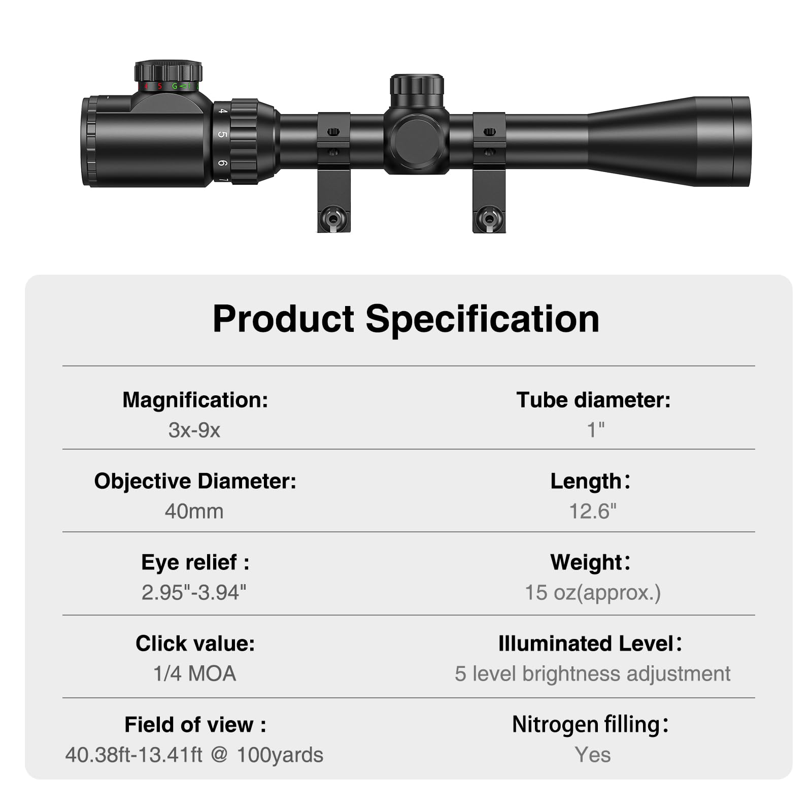 CVLIFE 3-9x40 Scope Red & Gree – Outdoor Hunting Range Bewertung und Preis