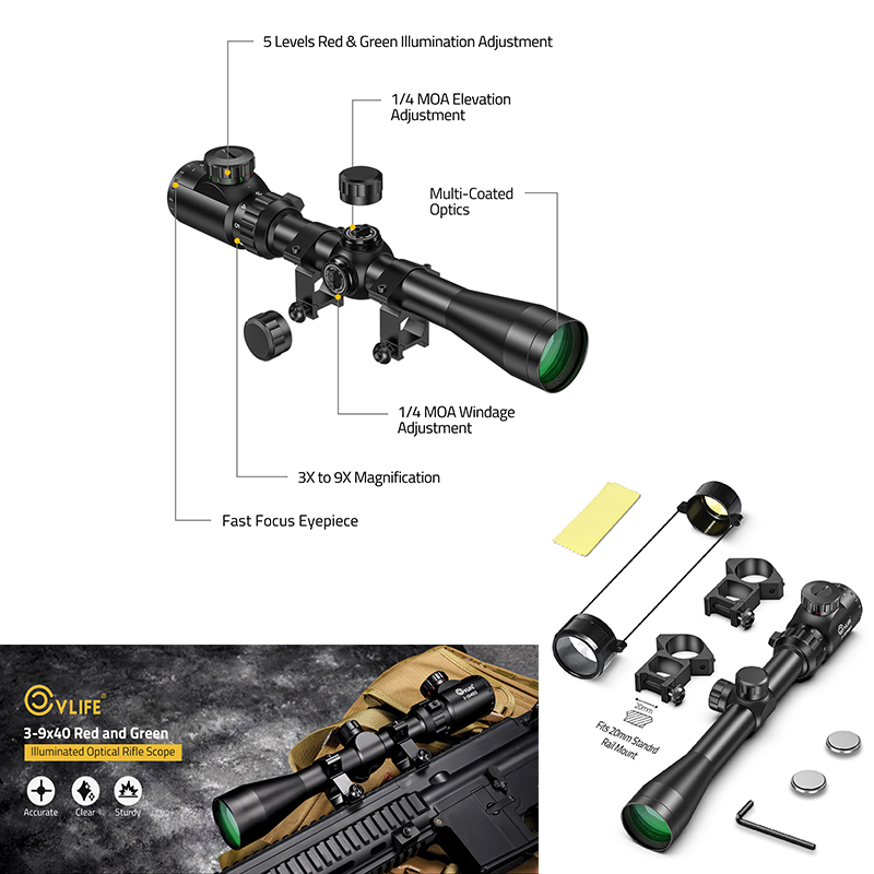 CVLIFE 3-9x40 Scope Red & Gree – Outdoor Hunting Range Bewertung und Preis